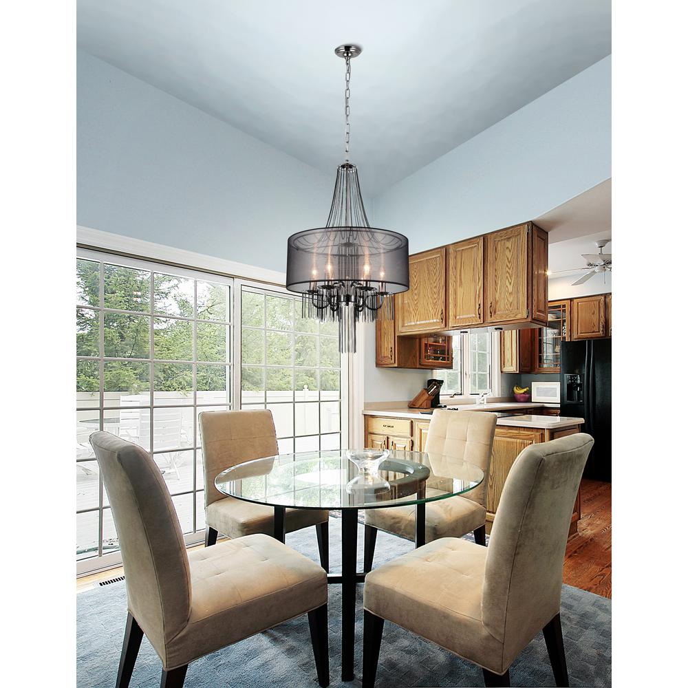 Amelia 6 Light Drum Shade Chandelier With Chrome Finish. Picture 6