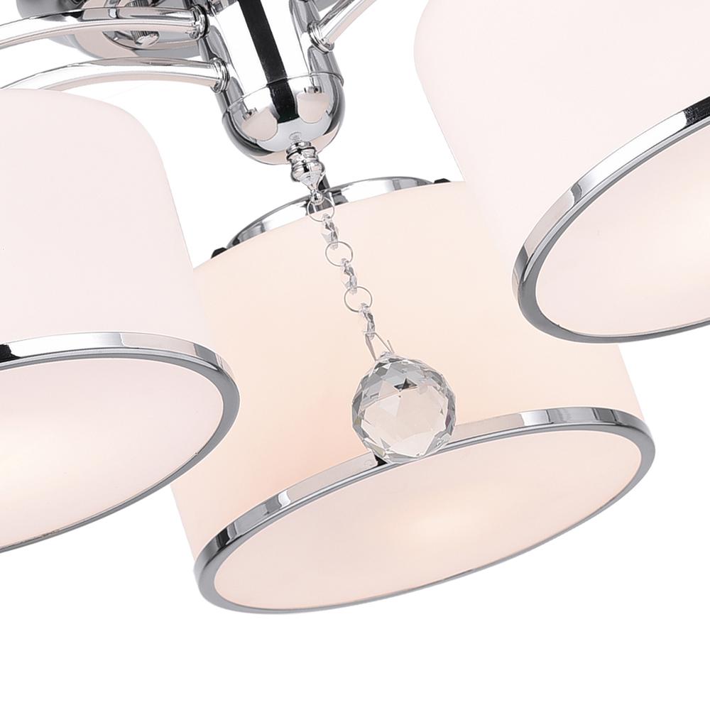 Frosted 3 Light Drum Shade Flush Mount With Chrome Finish. Picture 2