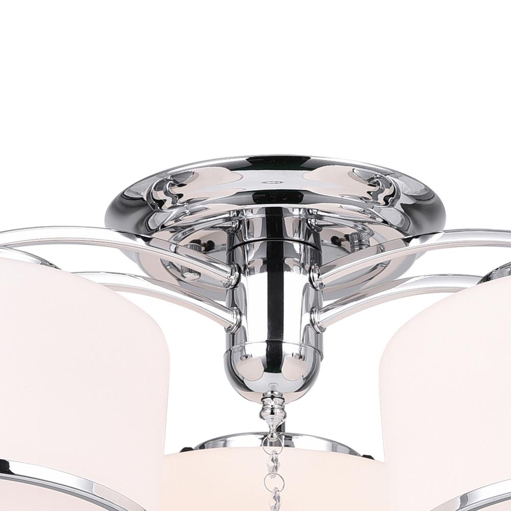 Frosted 3 Light Drum Shade Flush Mount With Chrome Finish. Picture 4