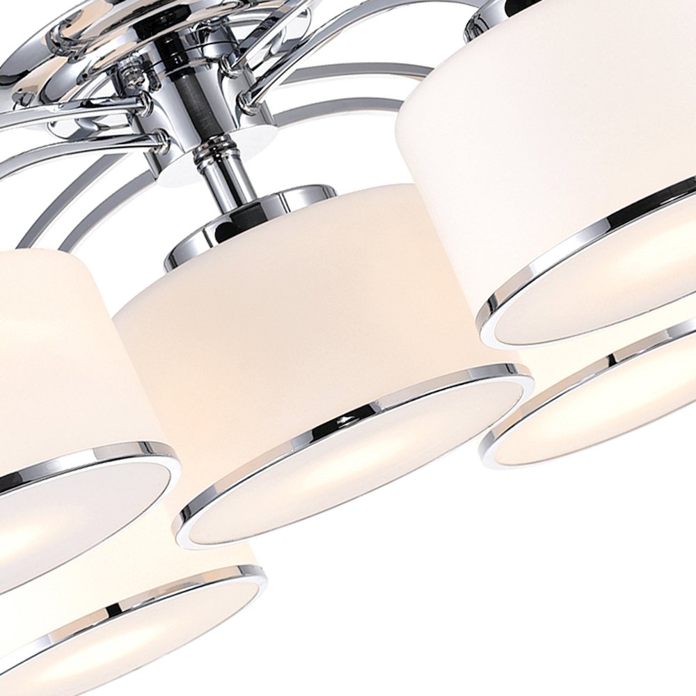 Frosted 5 Light Drum Shade Flush Mount With Chrome Finish. Picture 2