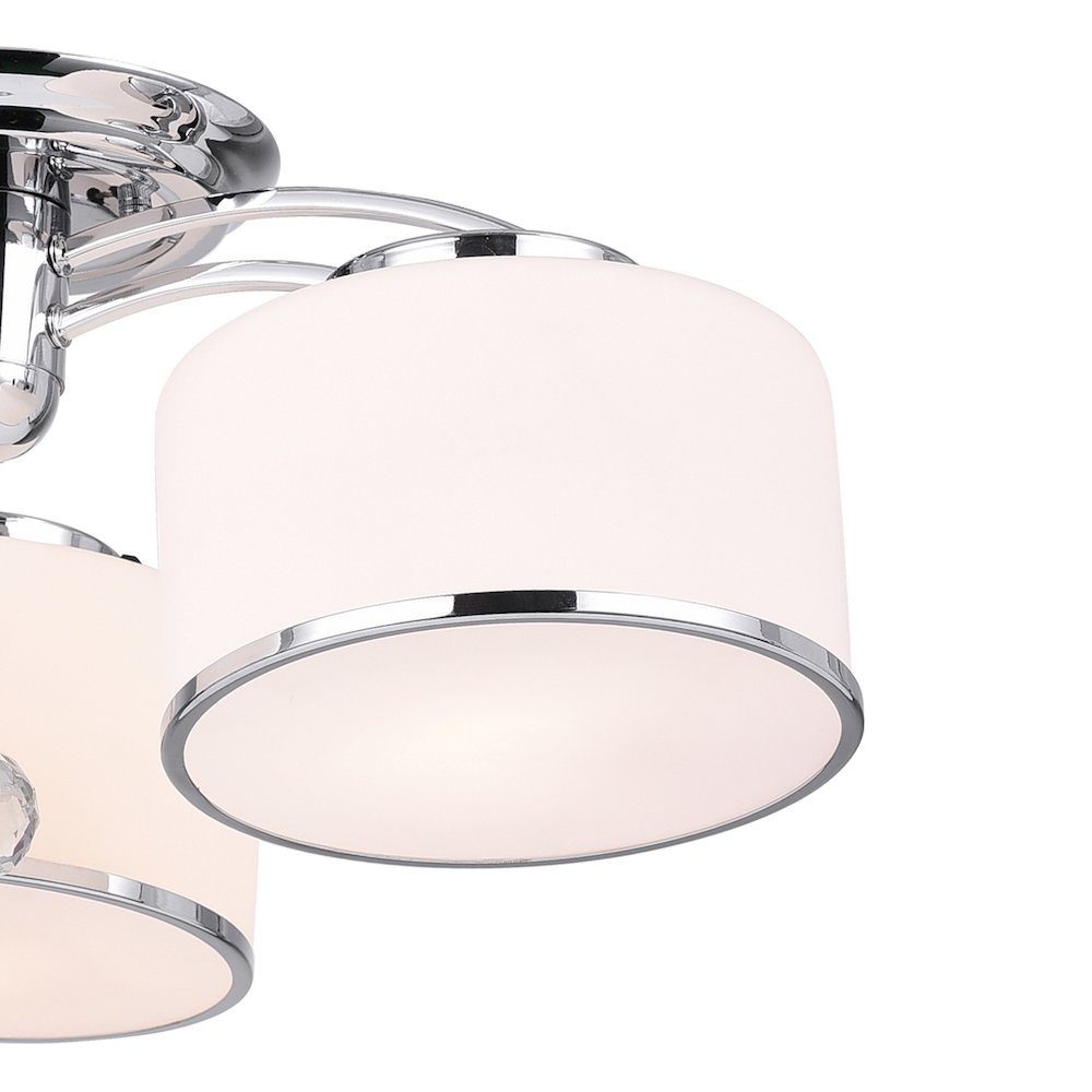 Frosted 5 Light Drum Shade Flush Mount With Chrome Finish. Picture 3