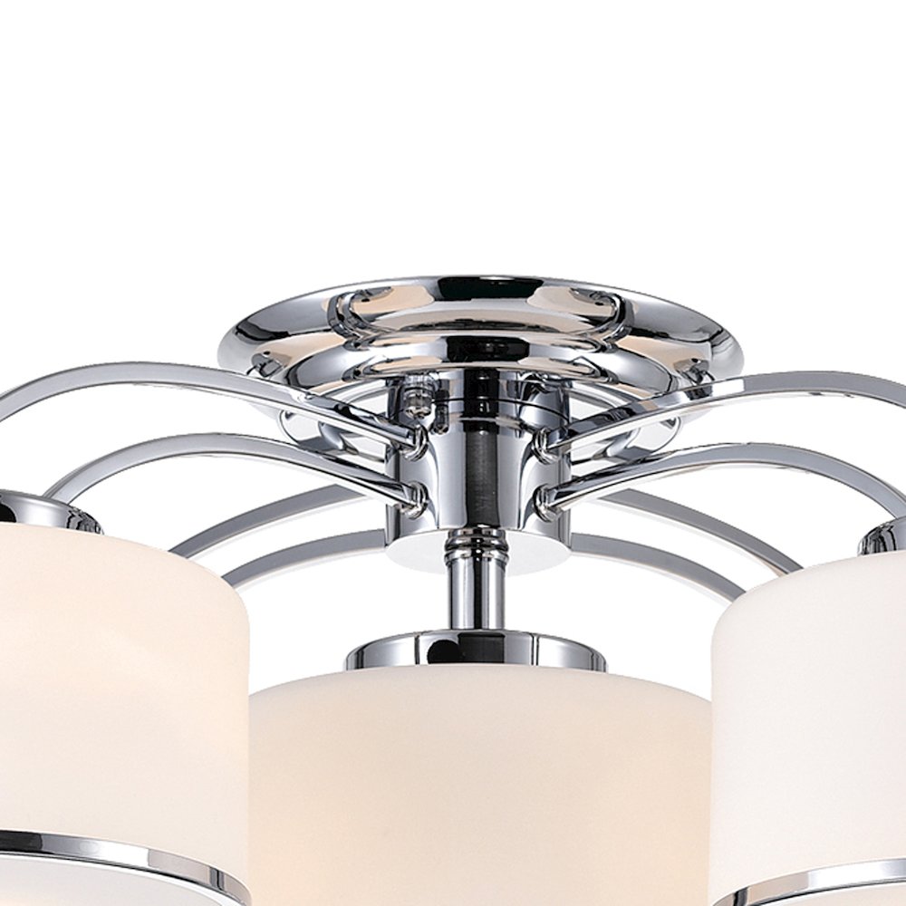 Frosted 5 Light Drum Shade Flush Mount With Chrome Finish. Picture 4