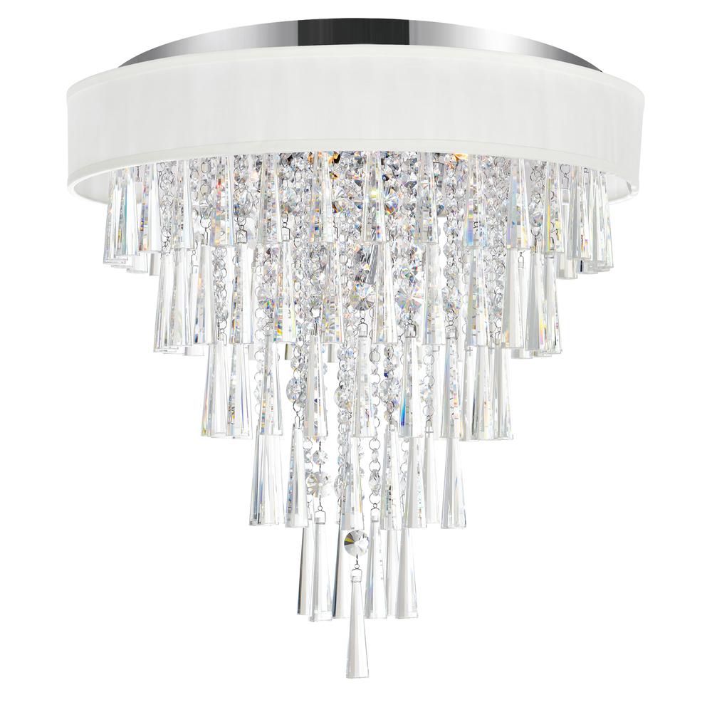 Franca 8 Light Drum Shade Flush Mount With Chrome Finish. Picture 1