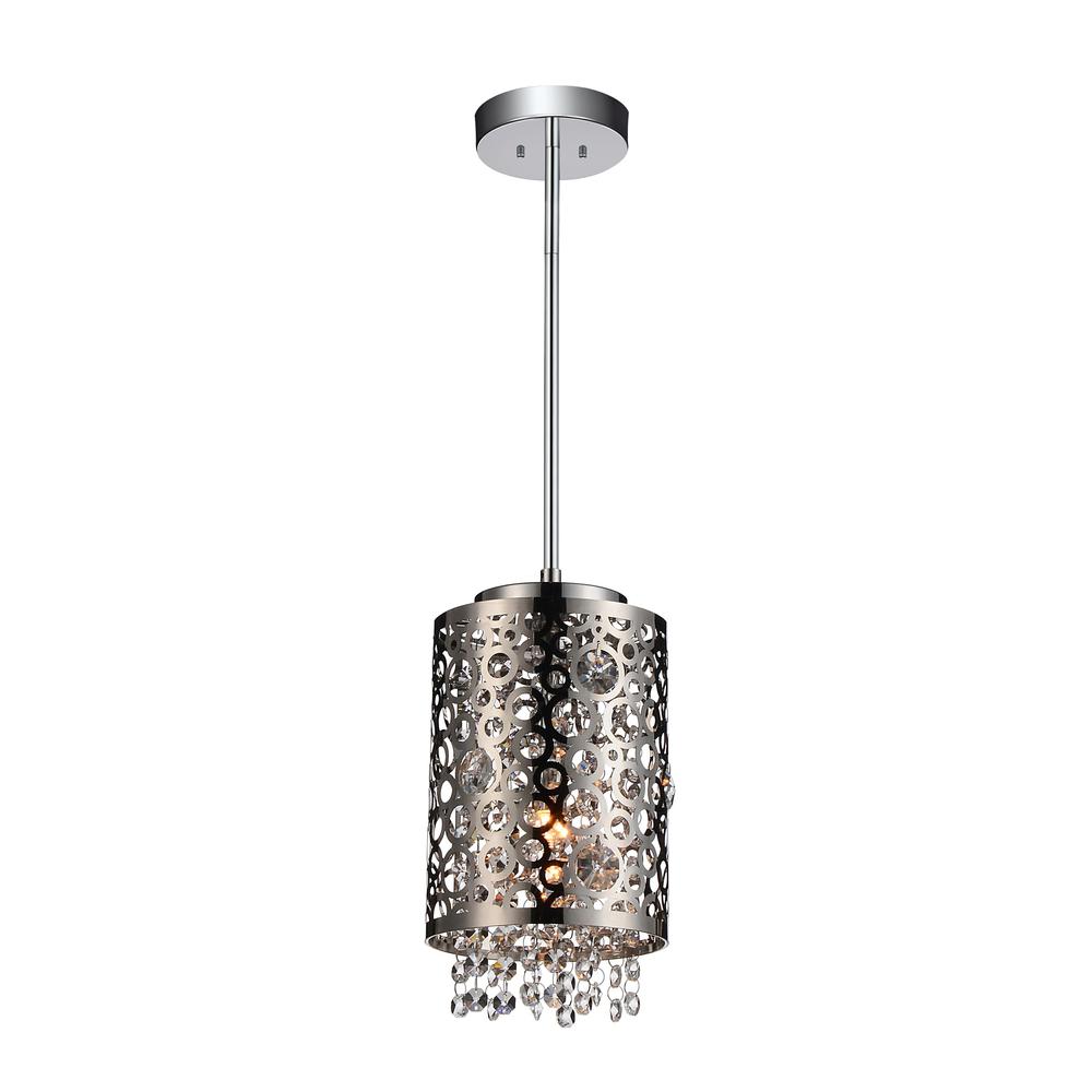 Bubbles 1 Light Drum Shade Mini Pendant With Chrome Finish. Picture 1