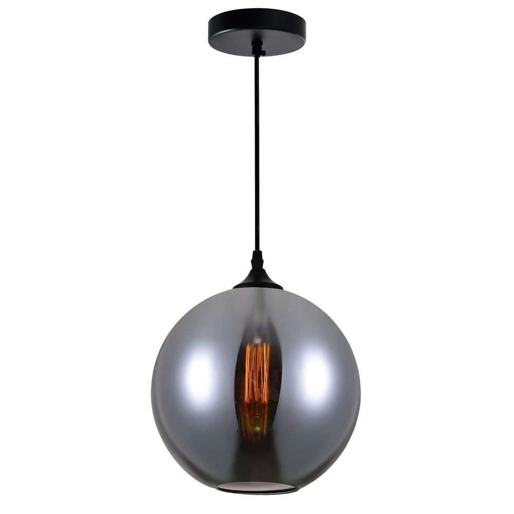 Glass 1 Light Down Mini Pendant With Smoke Finish. Picture 3