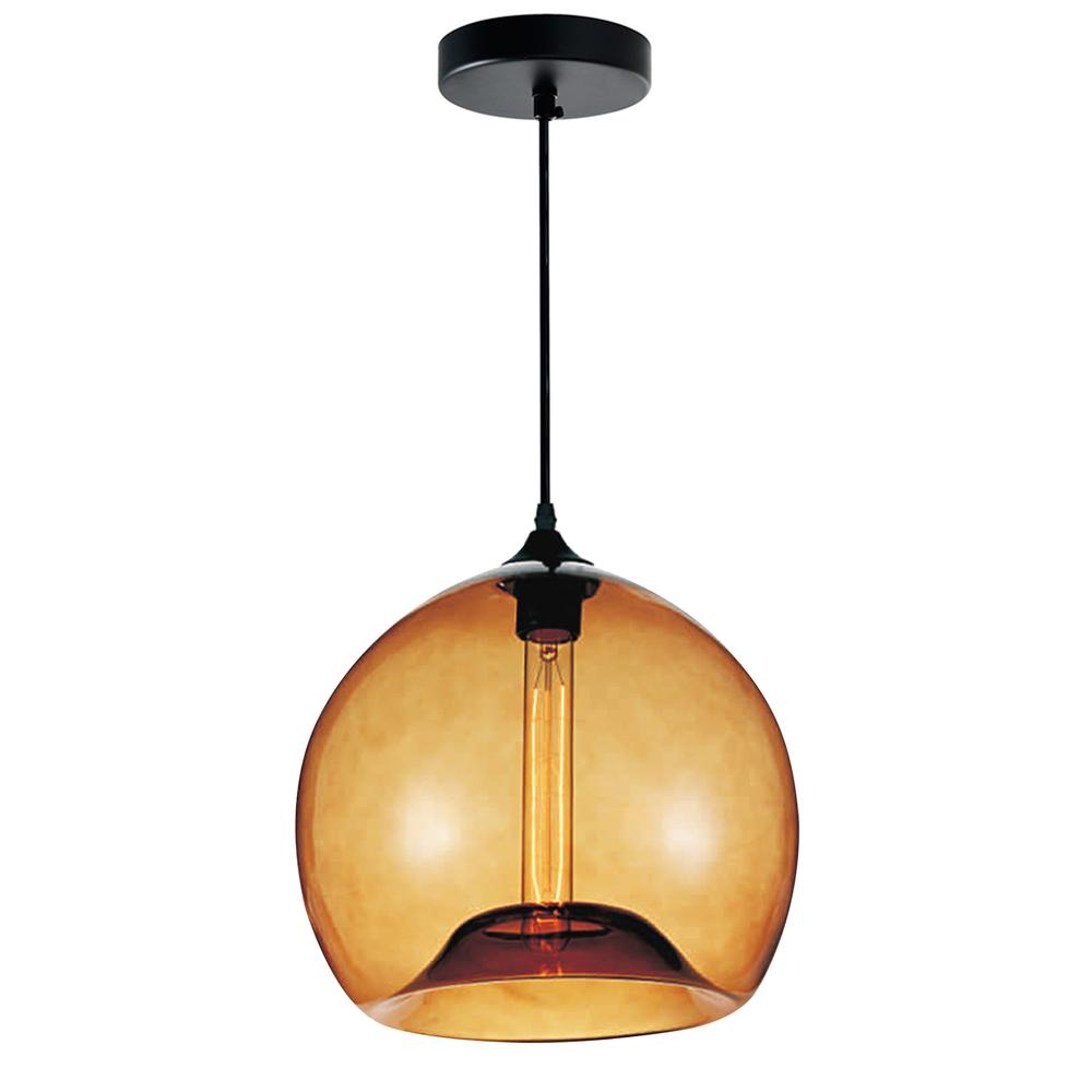 Glass 1 Light Down Mini Pendant With Amber Finish. Picture 2