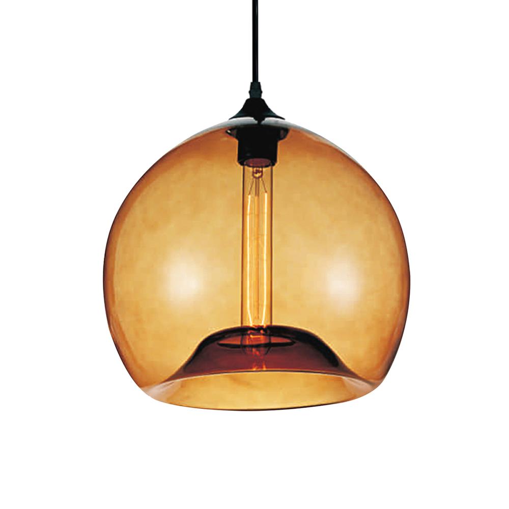 Glass 1 Light Down Mini Pendant With Amber Finish. Picture 1