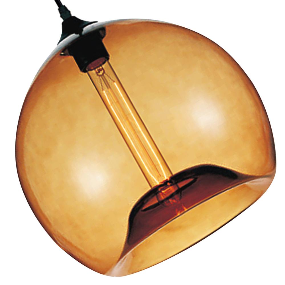Glass 1 Light Down Mini Pendant With Amber Finish. Picture 3