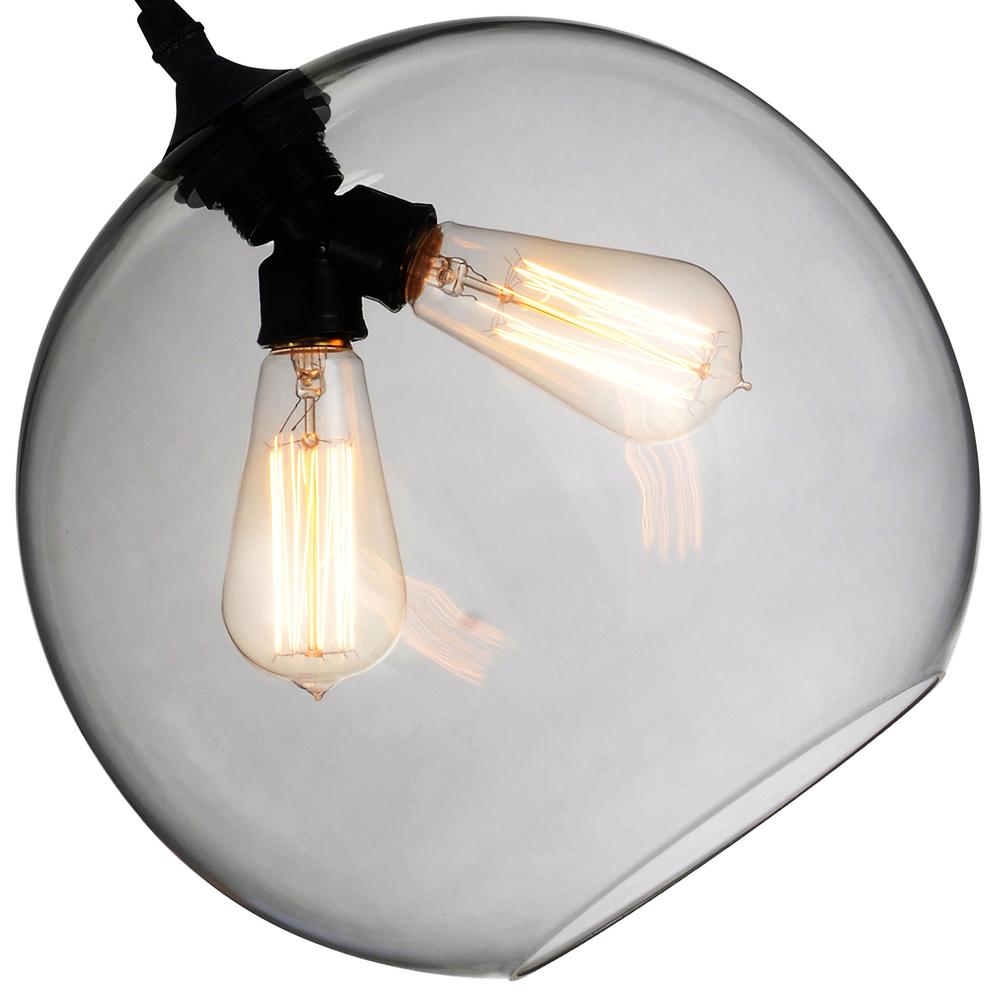 Glass 2 Light Down Mini Pendant With Smoke Finish. Picture 3