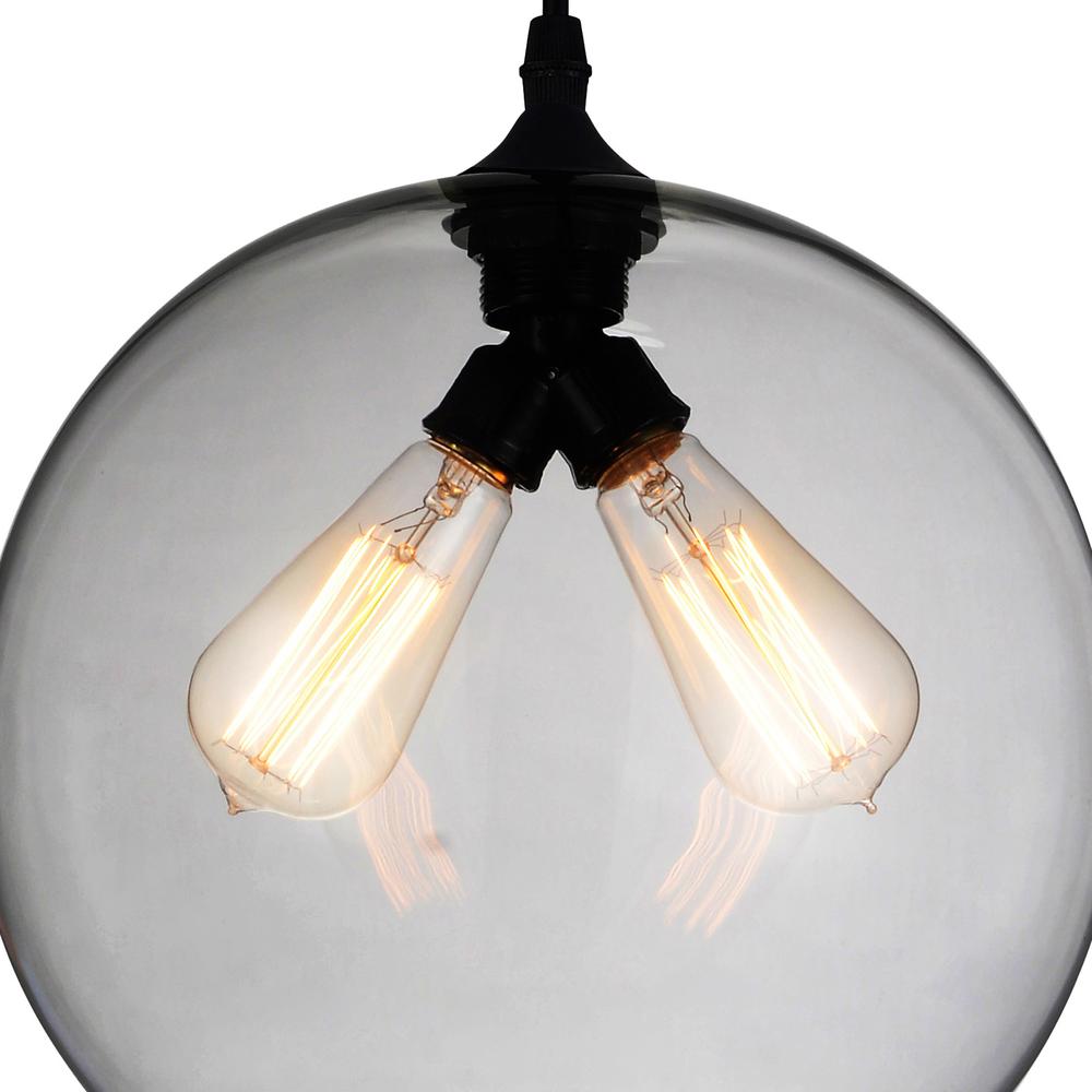 Glass 2 Light Down Mini Pendant With Smoke Finish. Picture 4