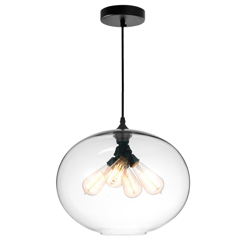 Glass 4 Light Down Pendant With Finish. Picture 1