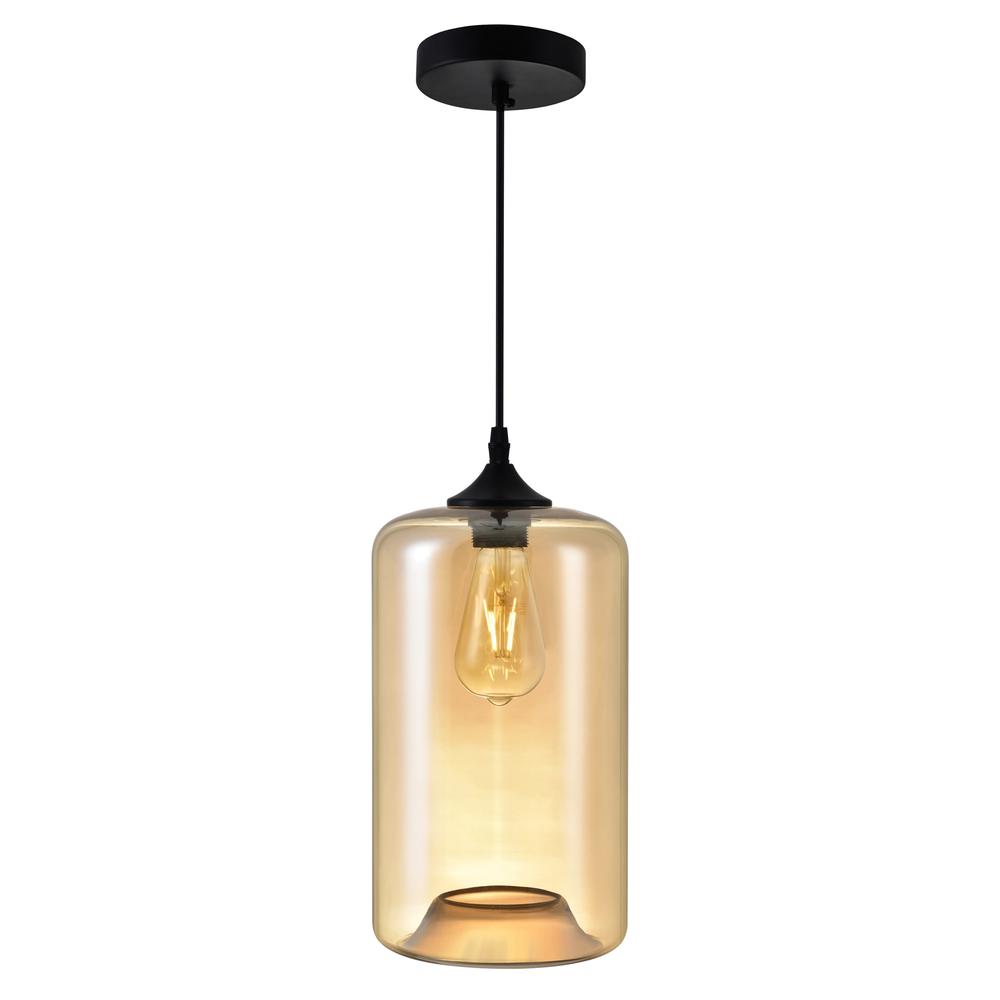 Glass 1 Light Down Mini Pendant With Cognac Finish. Picture 1