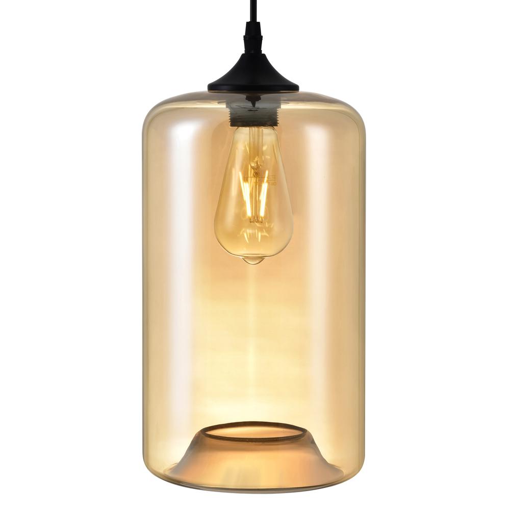Glass 1 Light Down Mini Pendant With Cognac Finish. Picture 2