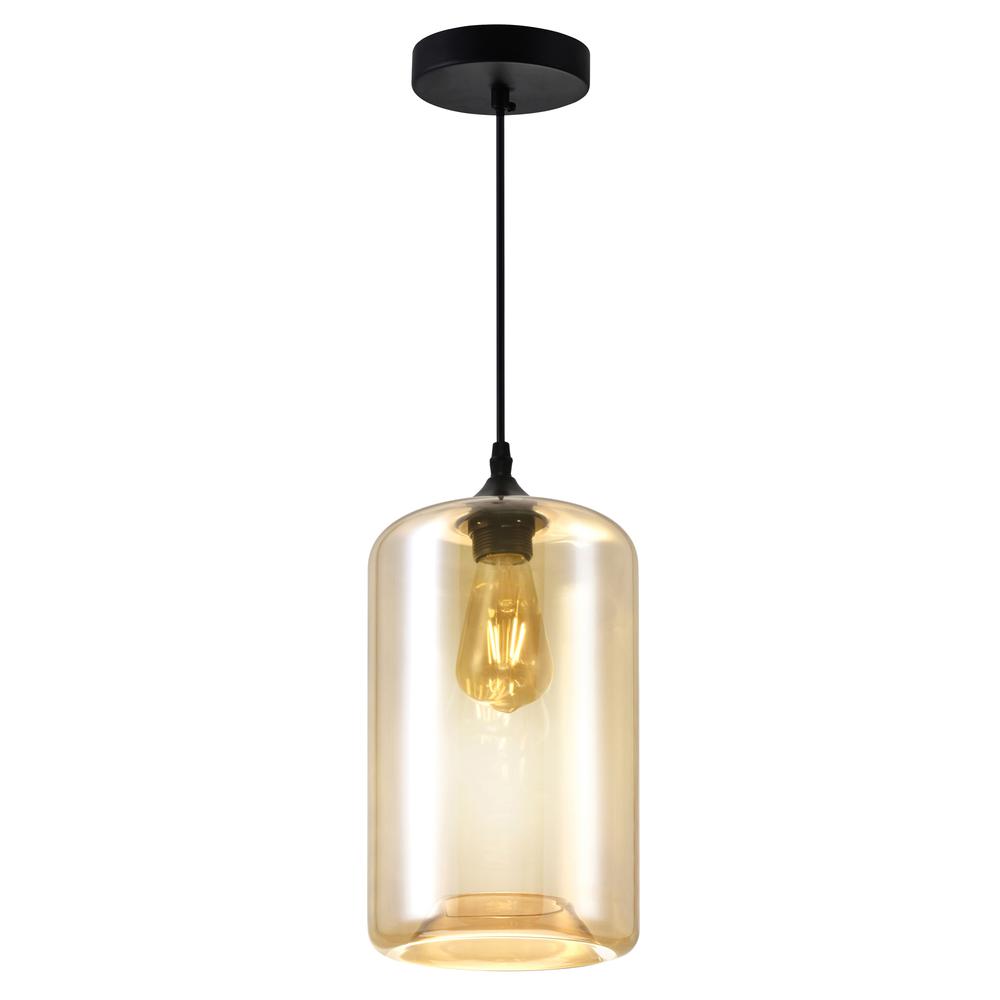 Glass 1 Light Down Mini Pendant With Cognac Finish. Picture 3
