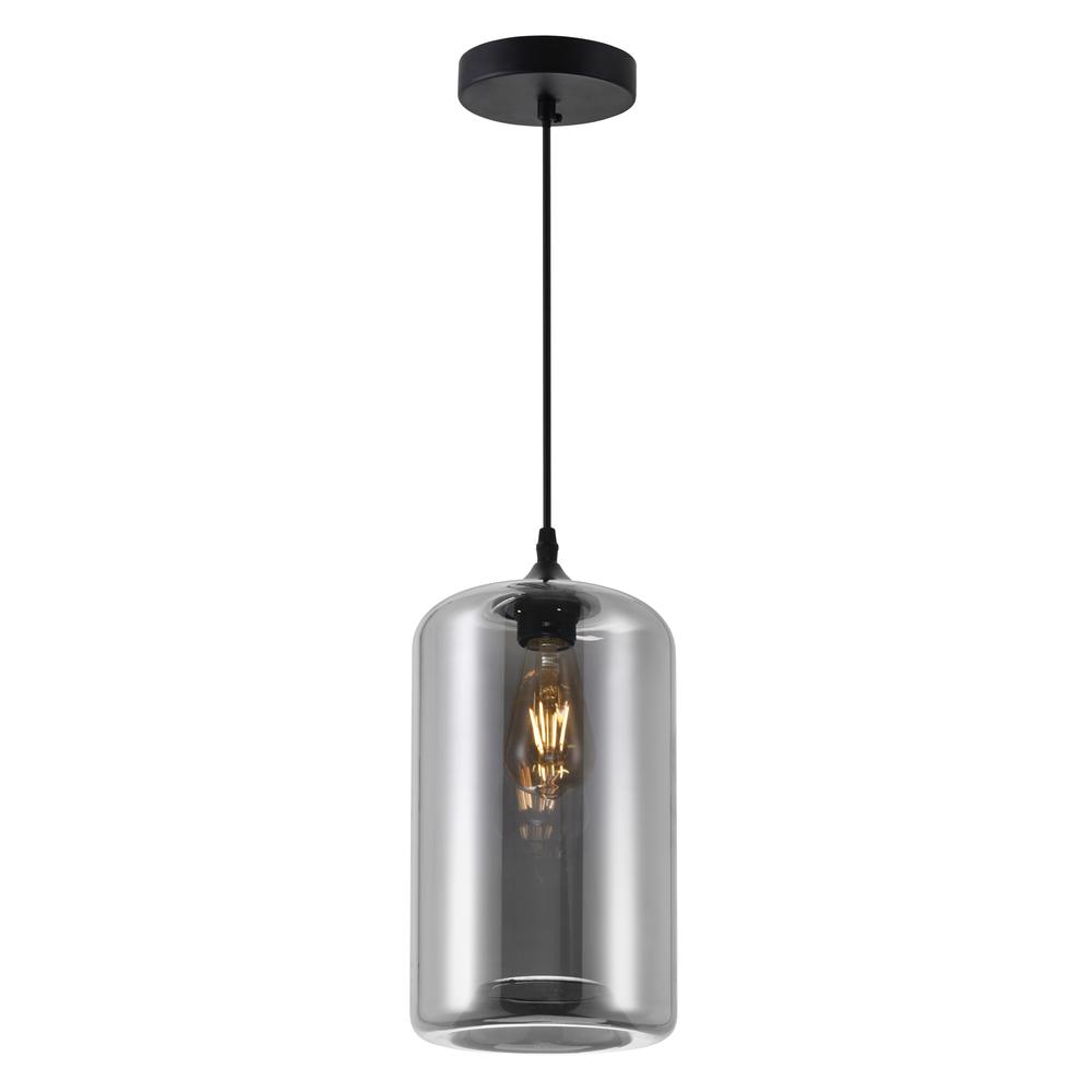Glass 1 Light Down Mini Pendant With Smoke Finish. Picture 1