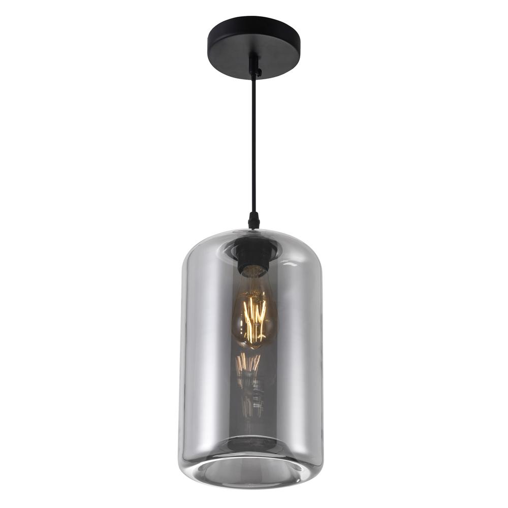 Glass 1 Light Down Mini Pendant With Smoke Finish. Picture 3