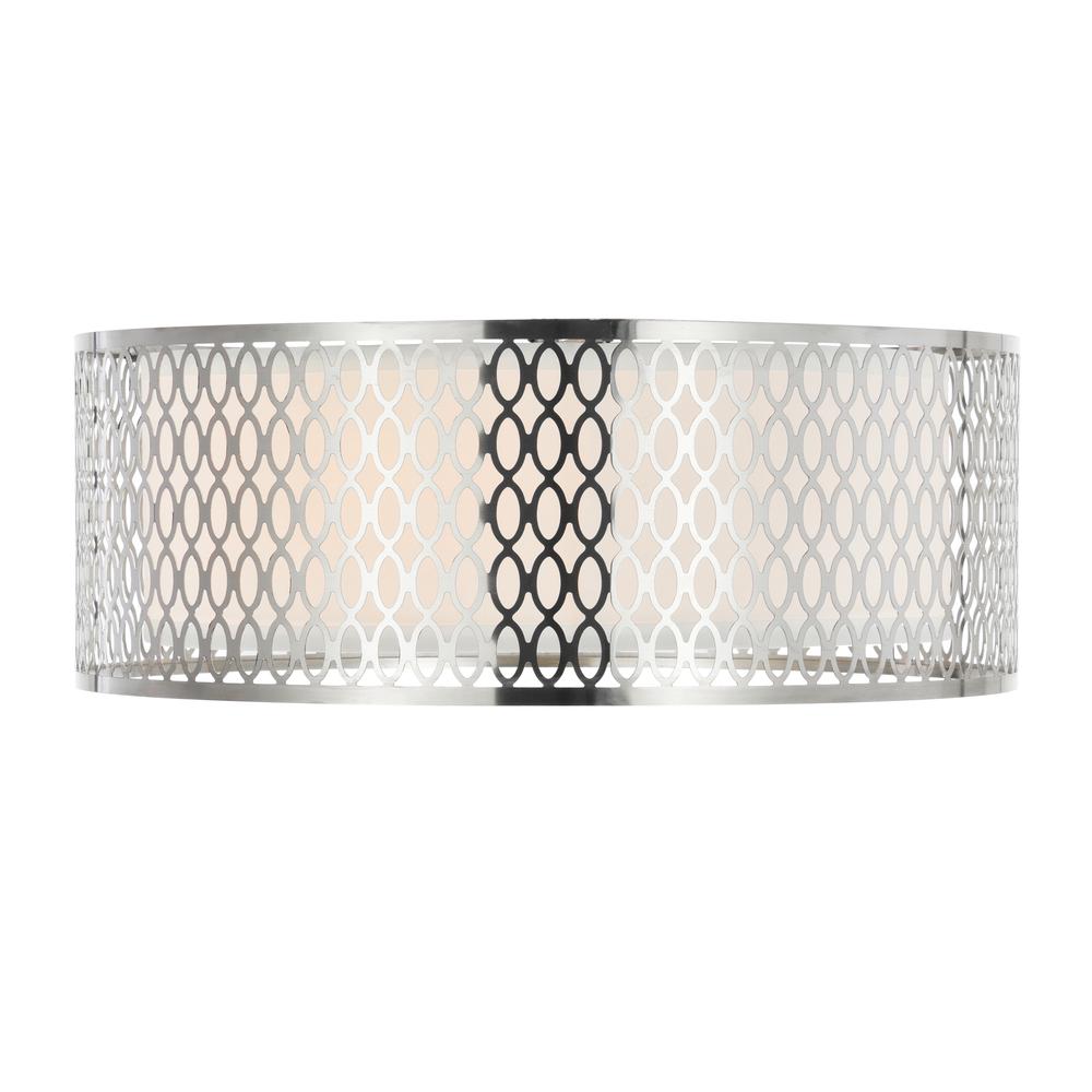 Mikayla 3 Light Drum Shade Flush Mount With Satin Nickel Finish. Picture 3