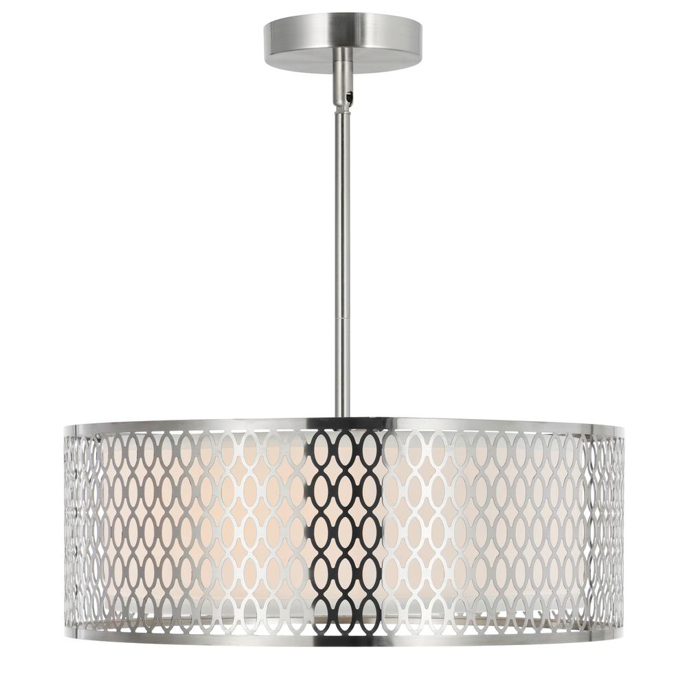 Mikayla 3 Light Drum Shade Chandelier With Satin Nickel Finish. Picture 1