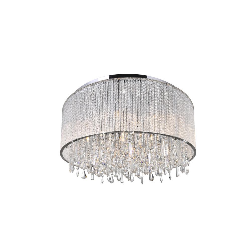 Benson 14 Light Drum Shade Flush Mount With Chrome Finish. Picture 1