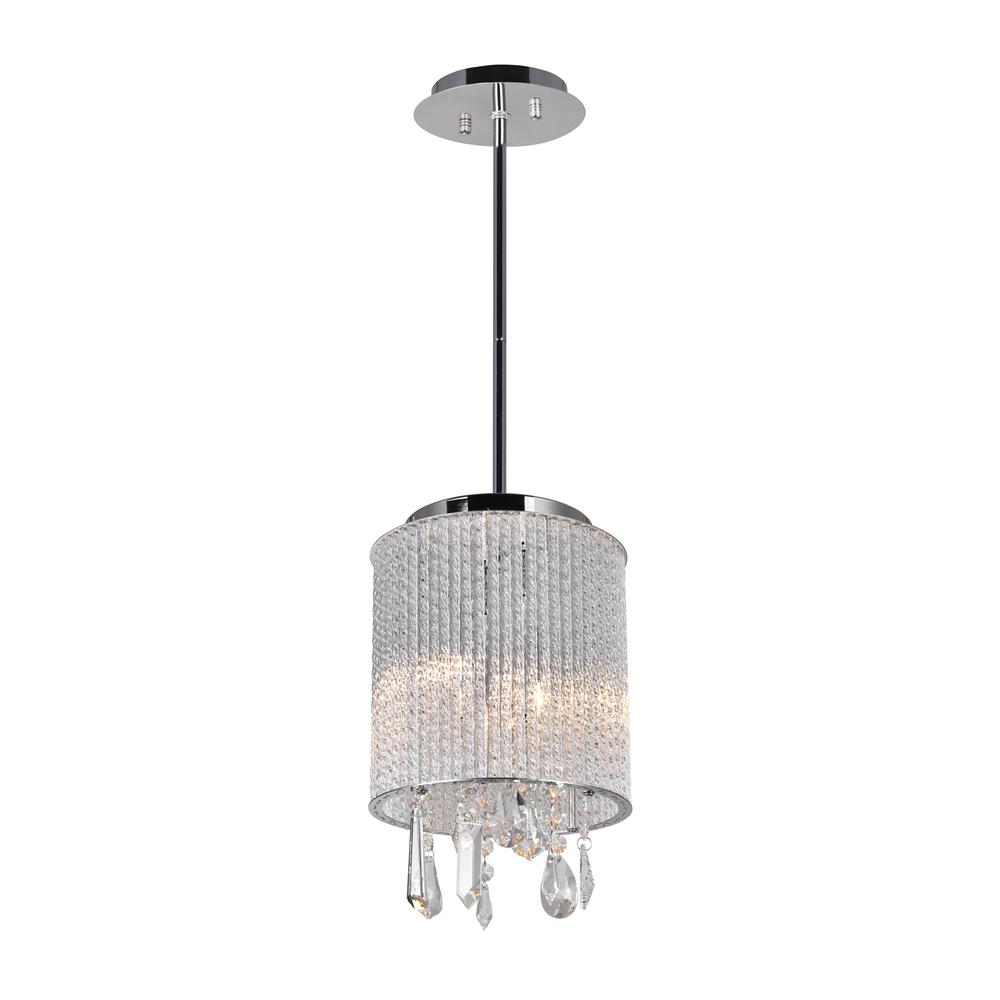 Benson 2 Light Drum Shade Mini Pendant With Chrome Finish. Picture 3
