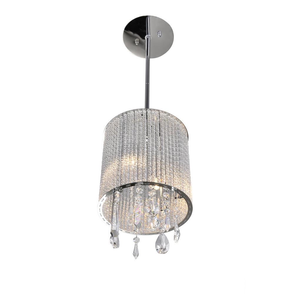 Benson 2 Light Drum Shade Mini Pendant With Chrome Finish. Picture 1