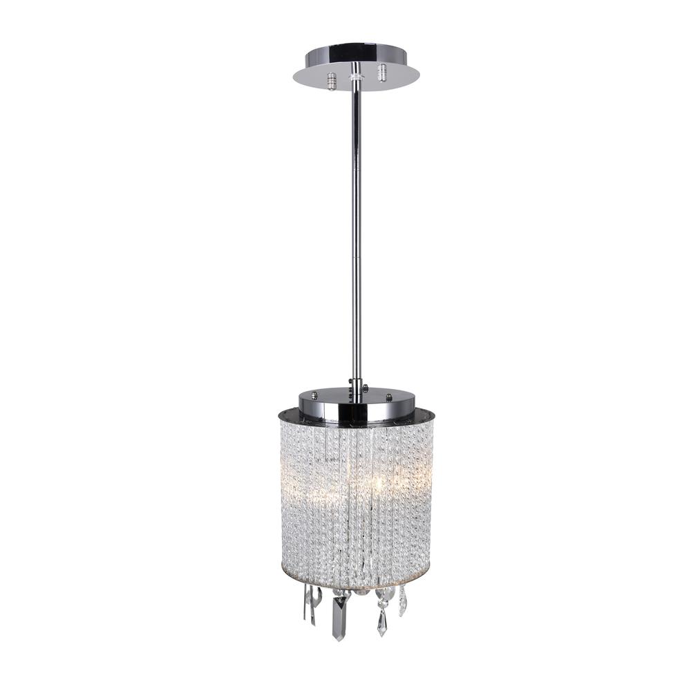 Benson 2 Light Drum Shade Mini Pendant With Chrome Finish. Picture 2