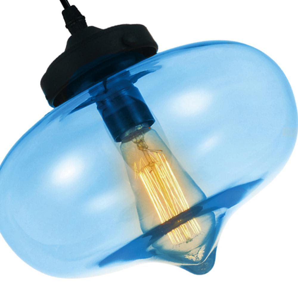 Glass 1 Light Down Mini Pendant With Blue Finish. Picture 2