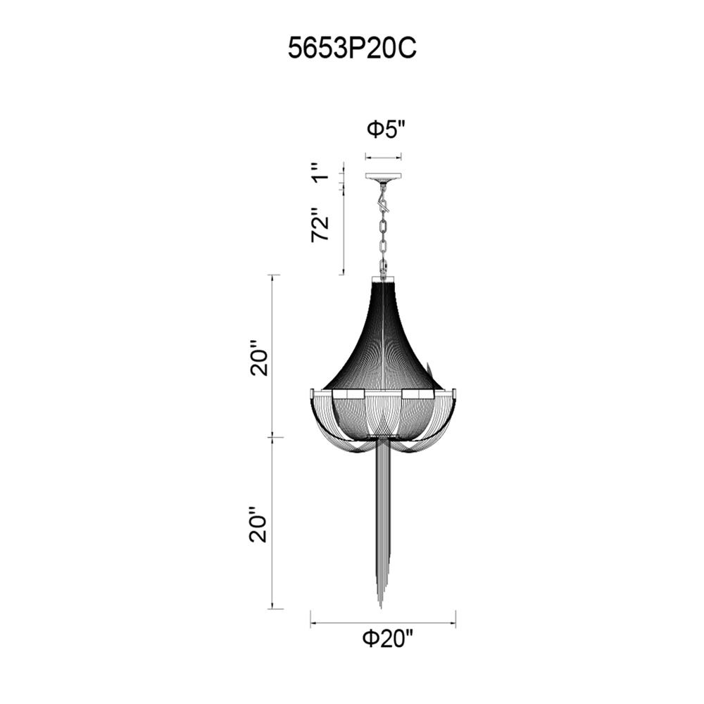 Enchanted 6 Light Down Chandelier With Chrome Finish. Picture 5