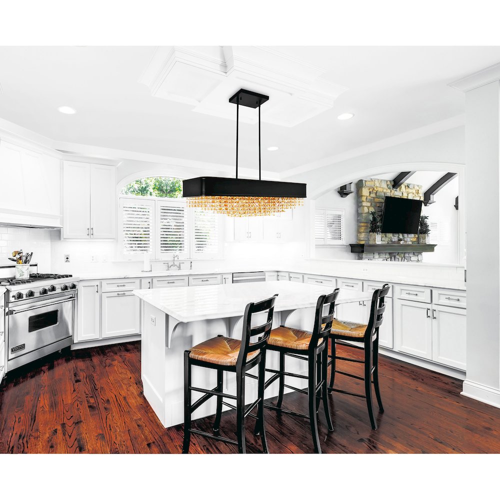 Medina 10 Light Drum Shade Chandelier With Black Finish. Picture 2