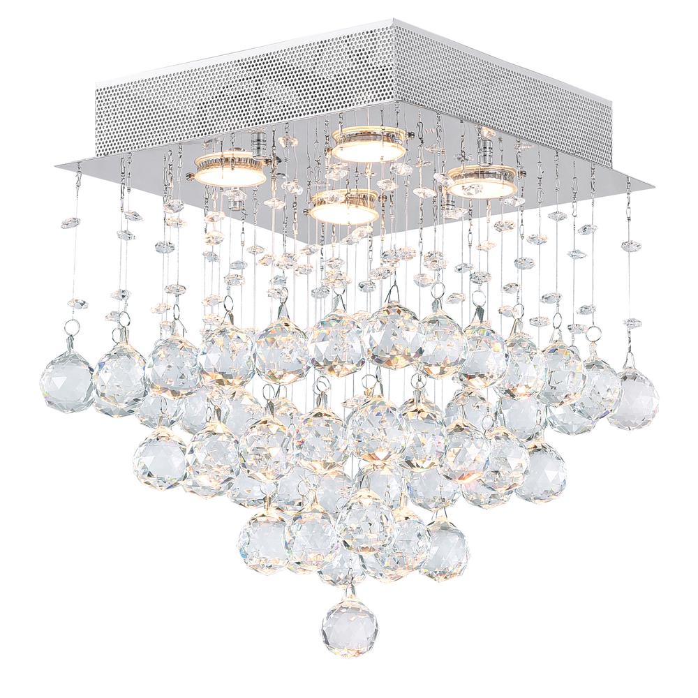 Rain Drop 3 Light Flush Mount With Chrome Finish. Picture 1