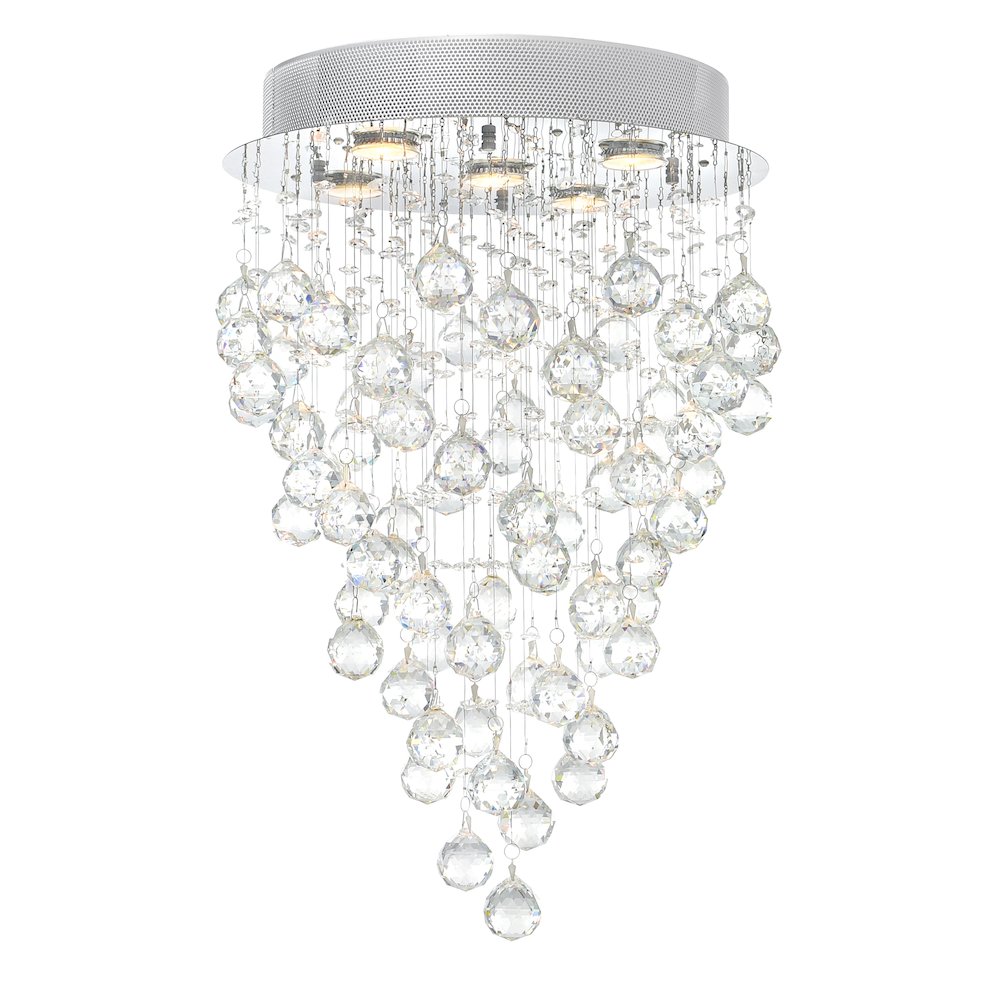 Rain Drop 5 Light Flush Mount With Chrome Finish. Picture 1