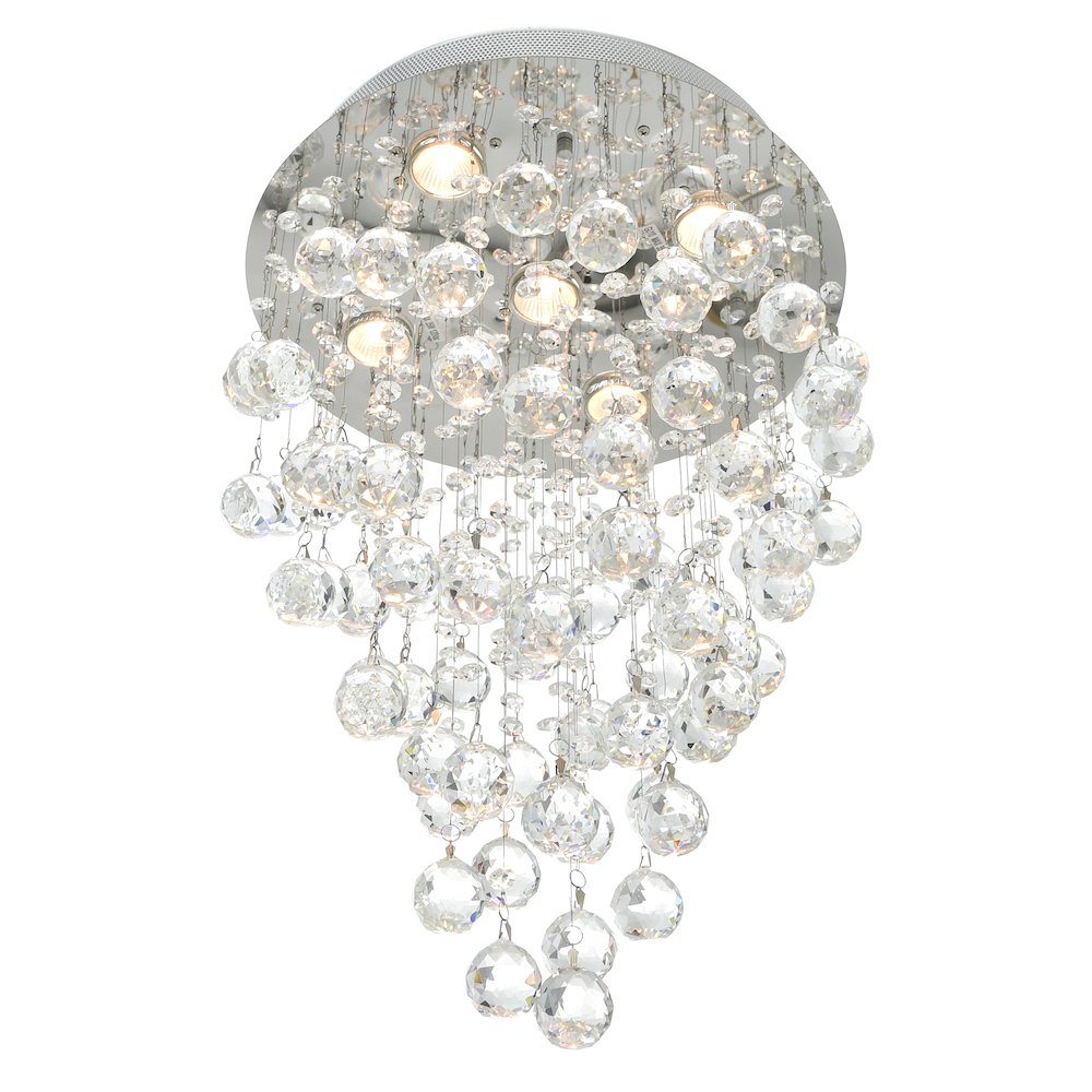 Rain Drop 5 Light Flush Mount With Chrome Finish. Picture 2