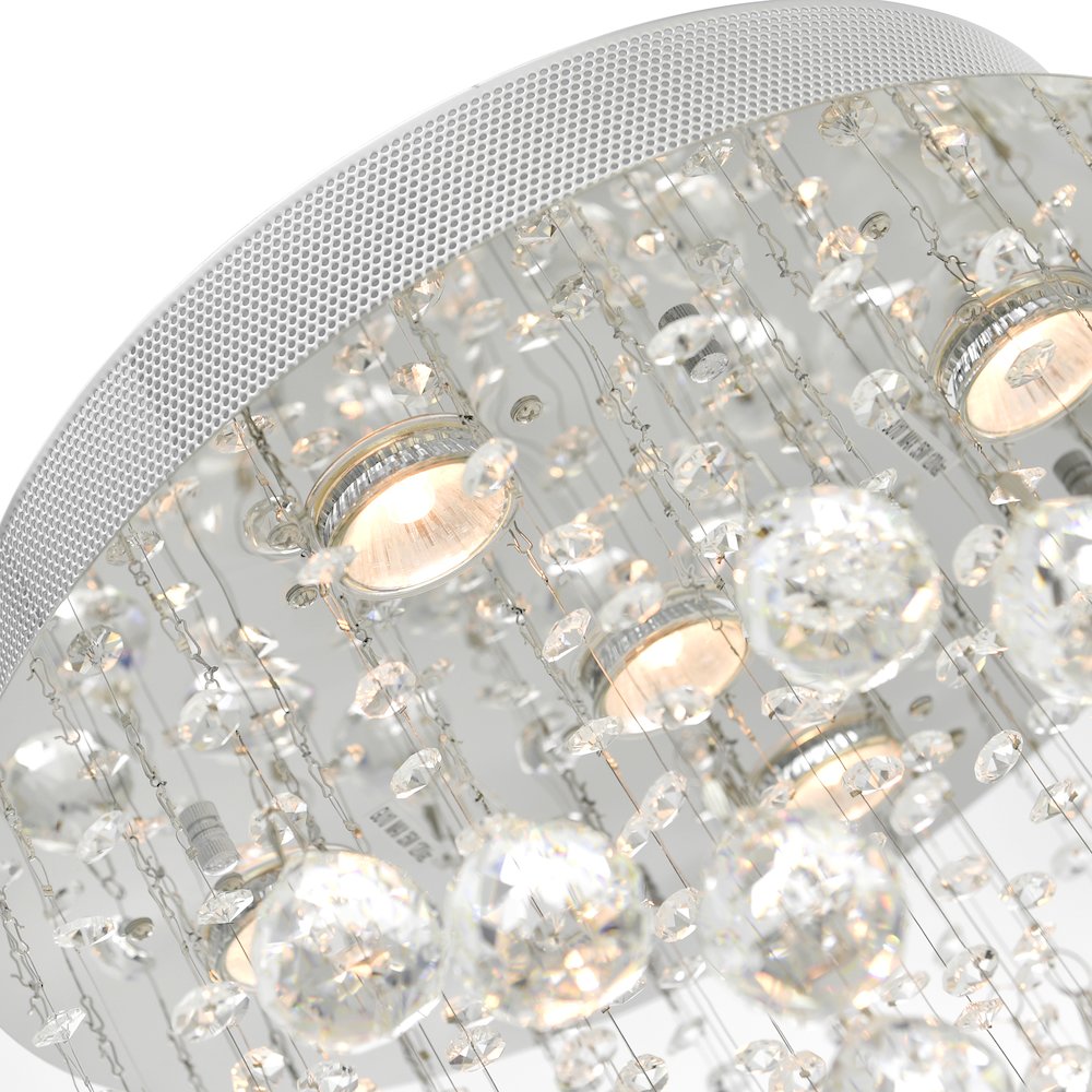 Rain Drop 5 Light Flush Mount With Chrome Finish. Picture 5