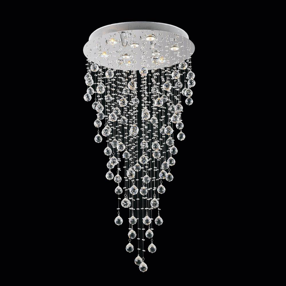 Rain Drop 9 Light Flush Mount With Chrome Finish. Picture 1