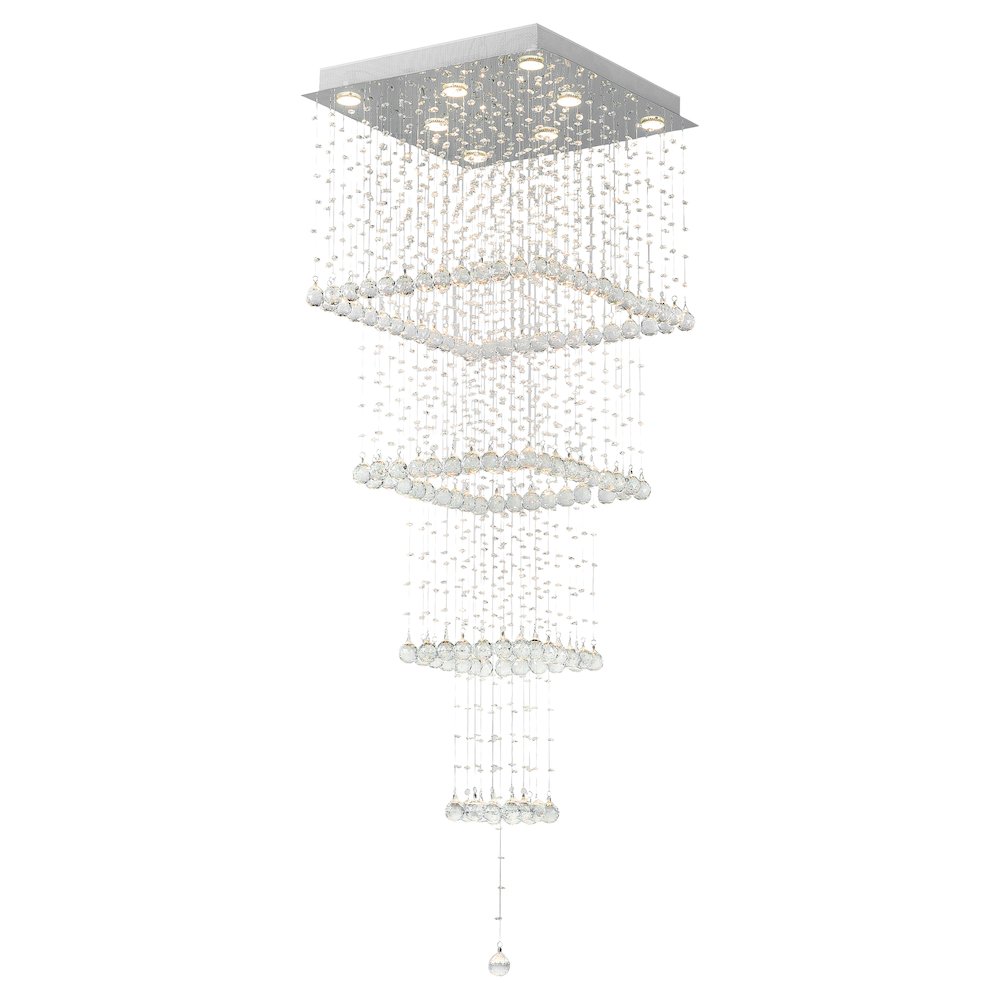 Square 8 Light Flush Mount With Chrome Finish. Picture 1