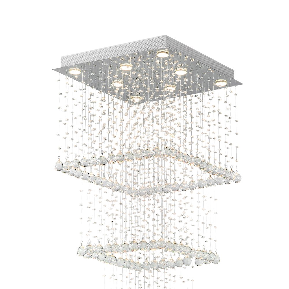 Square 8 Light Flush Mount With Chrome Finish. Picture 2