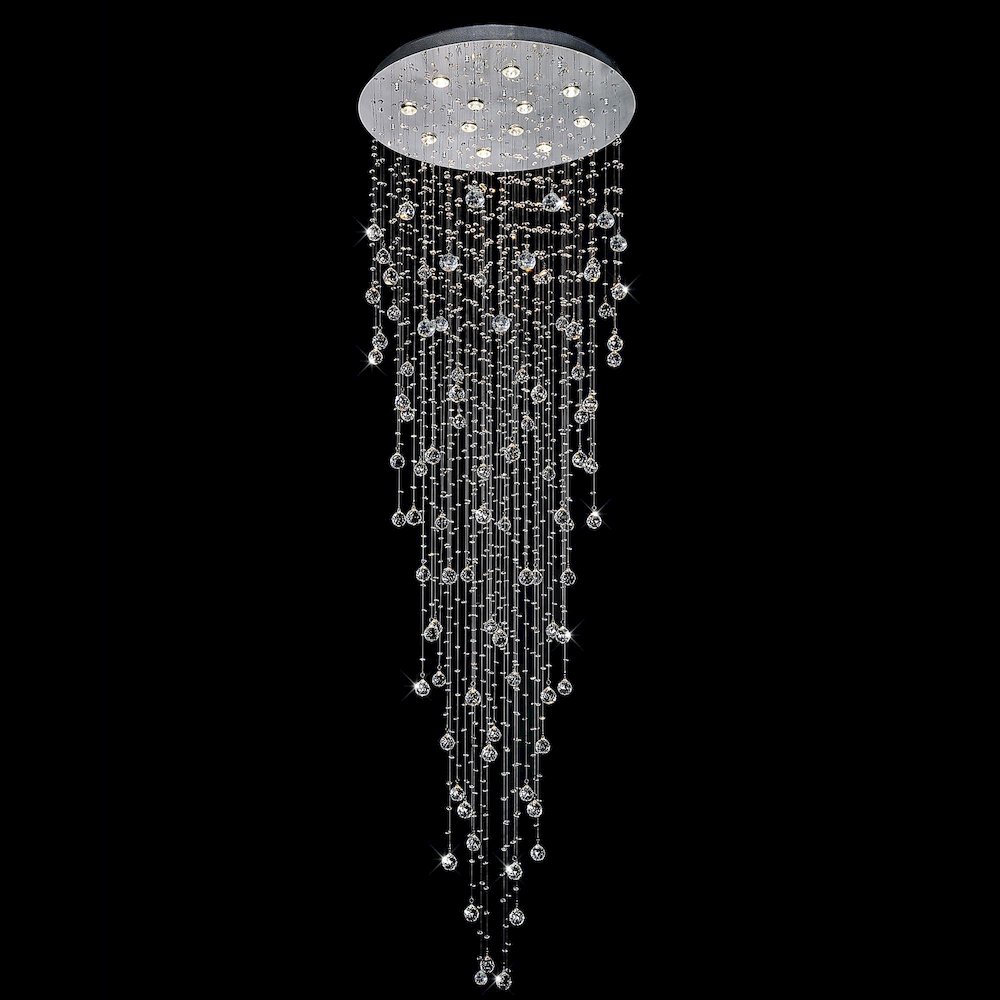 Rain Drop 12 Light Flush Mount With Chrome Finish. Picture 2