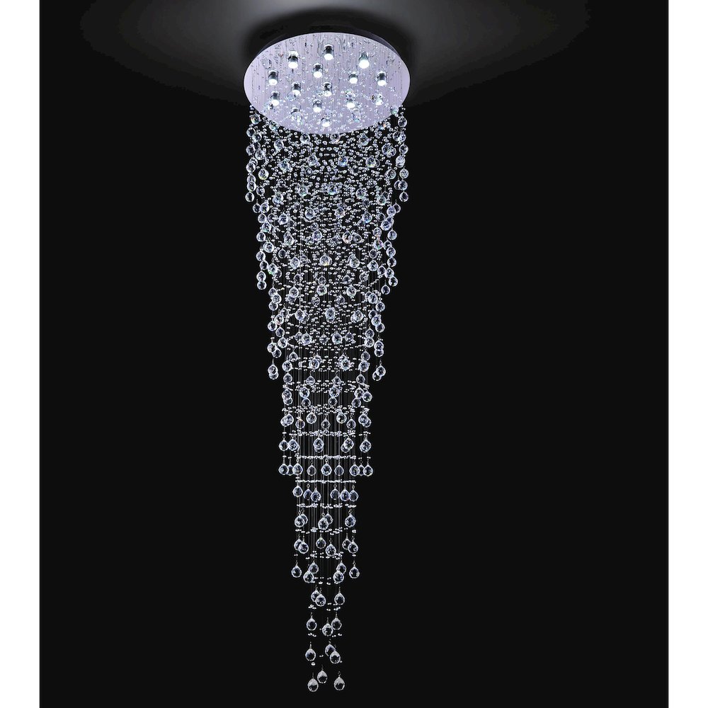 Rain Drop 16 Light Flush Mount With Chrome Finish. Picture 1
