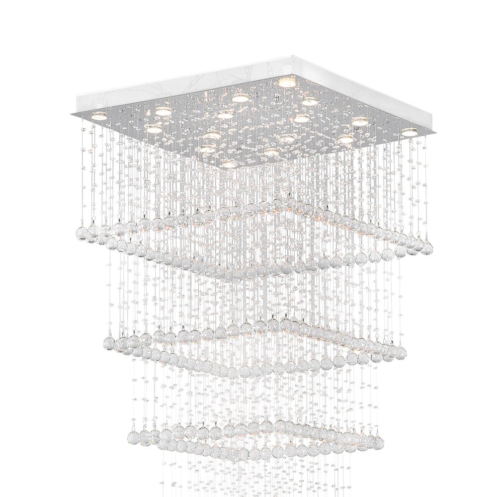 Square 16 Light Flush Mount With Chrome Finish. Picture 5