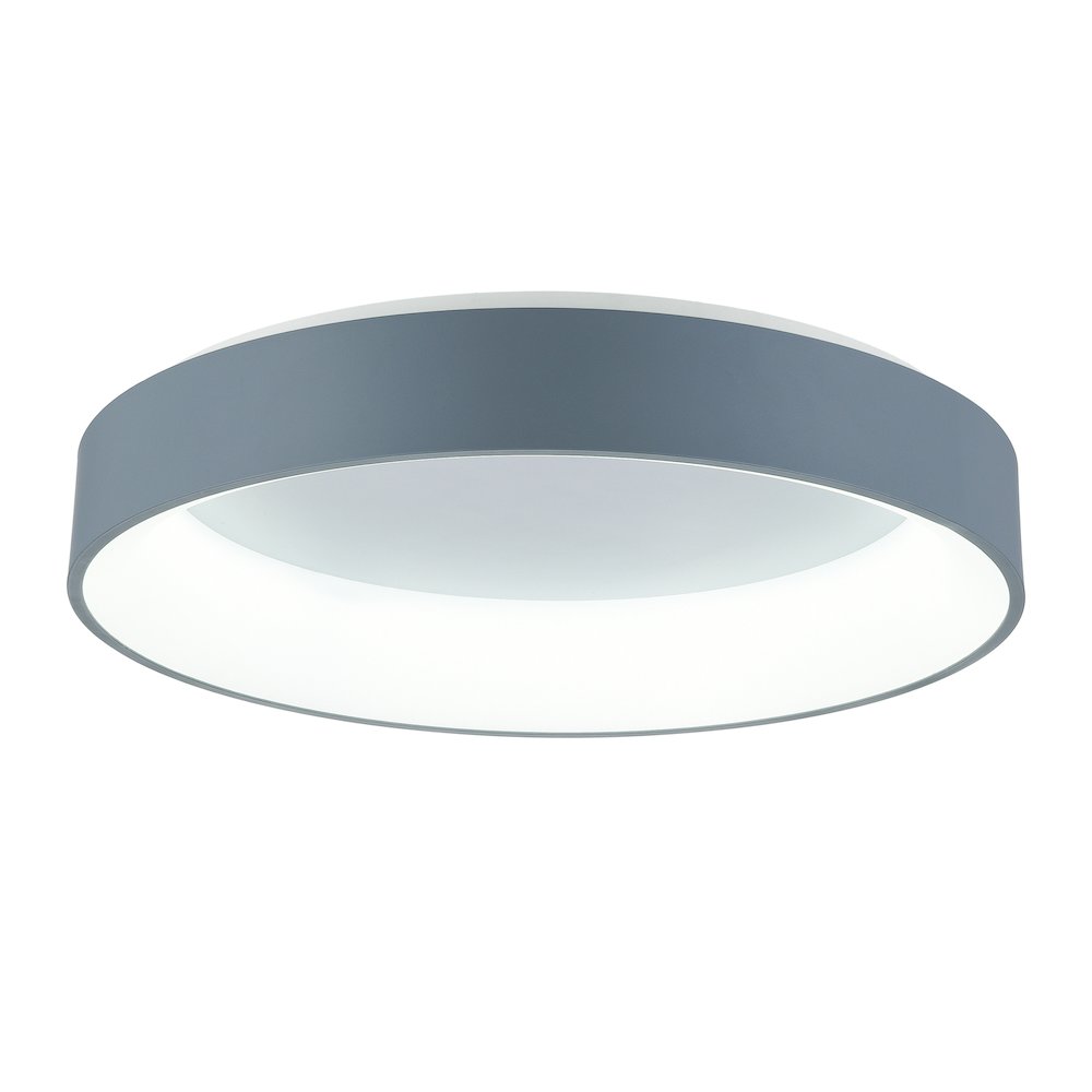 Arenal LED Drum Shade Flush Mount With Gray & White Finish. Picture 1