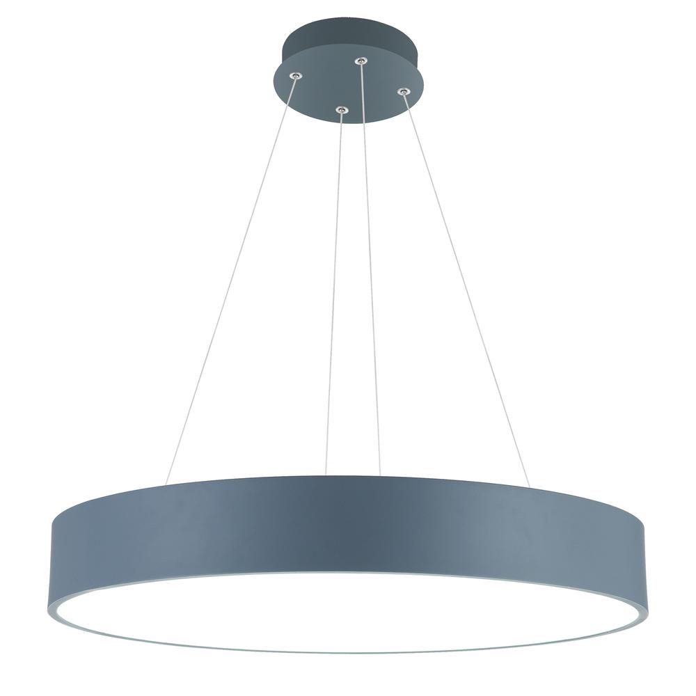 Arenal LED Drum Shade Pendant With Gray & White Finish. Picture 1