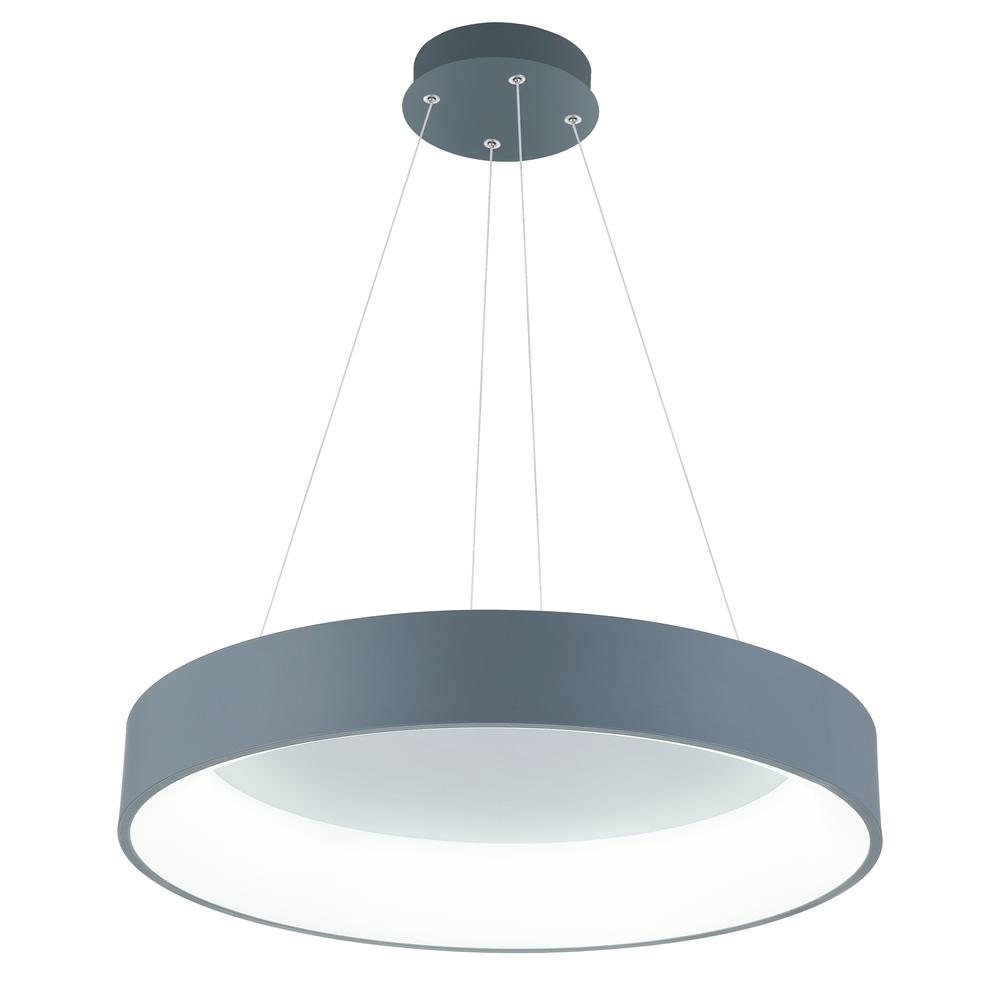Arenal LED Drum Shade Pendant With Gray & White Finish. Picture 2