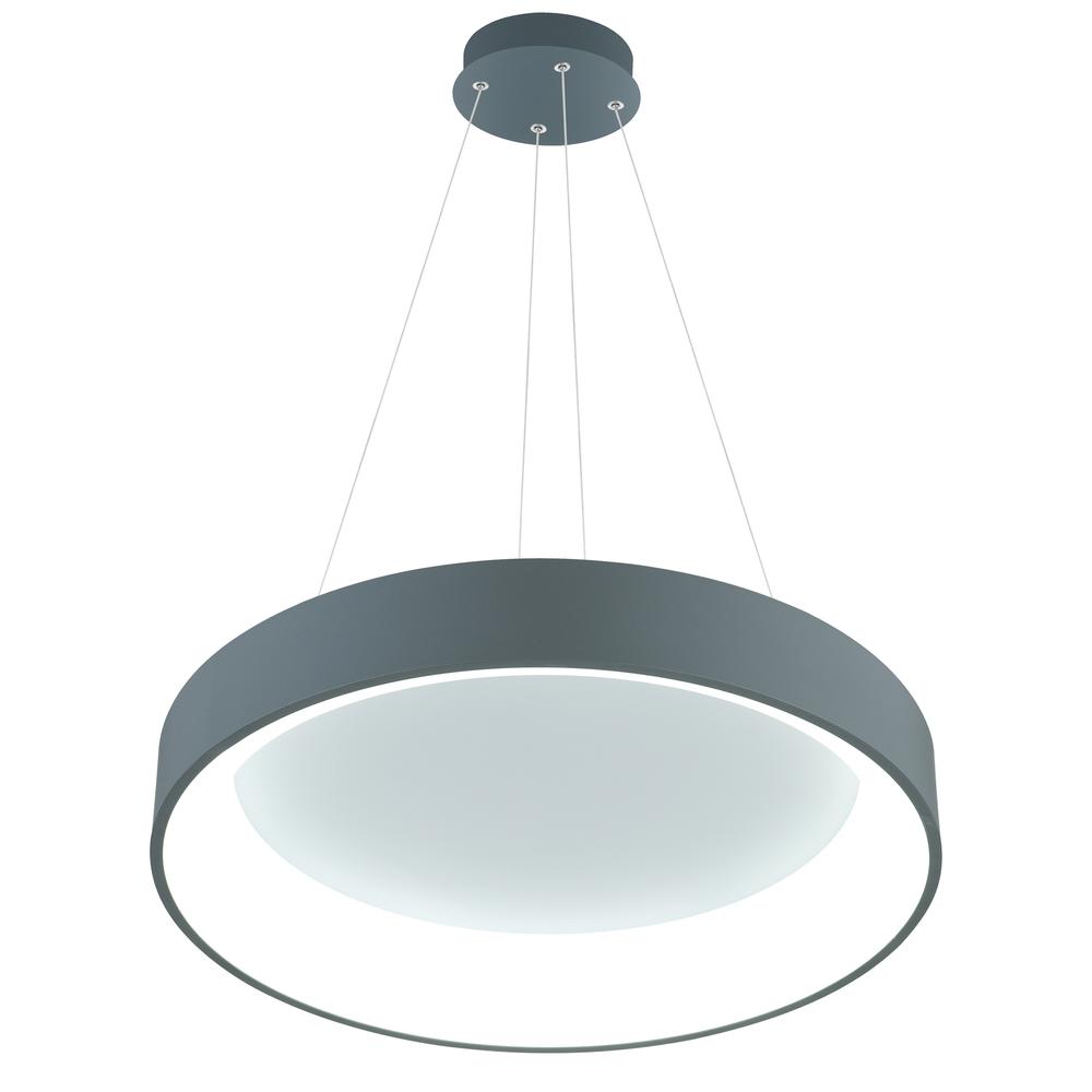 Arenal LED Drum Shade Pendant With Gray & White Finish. Picture 3