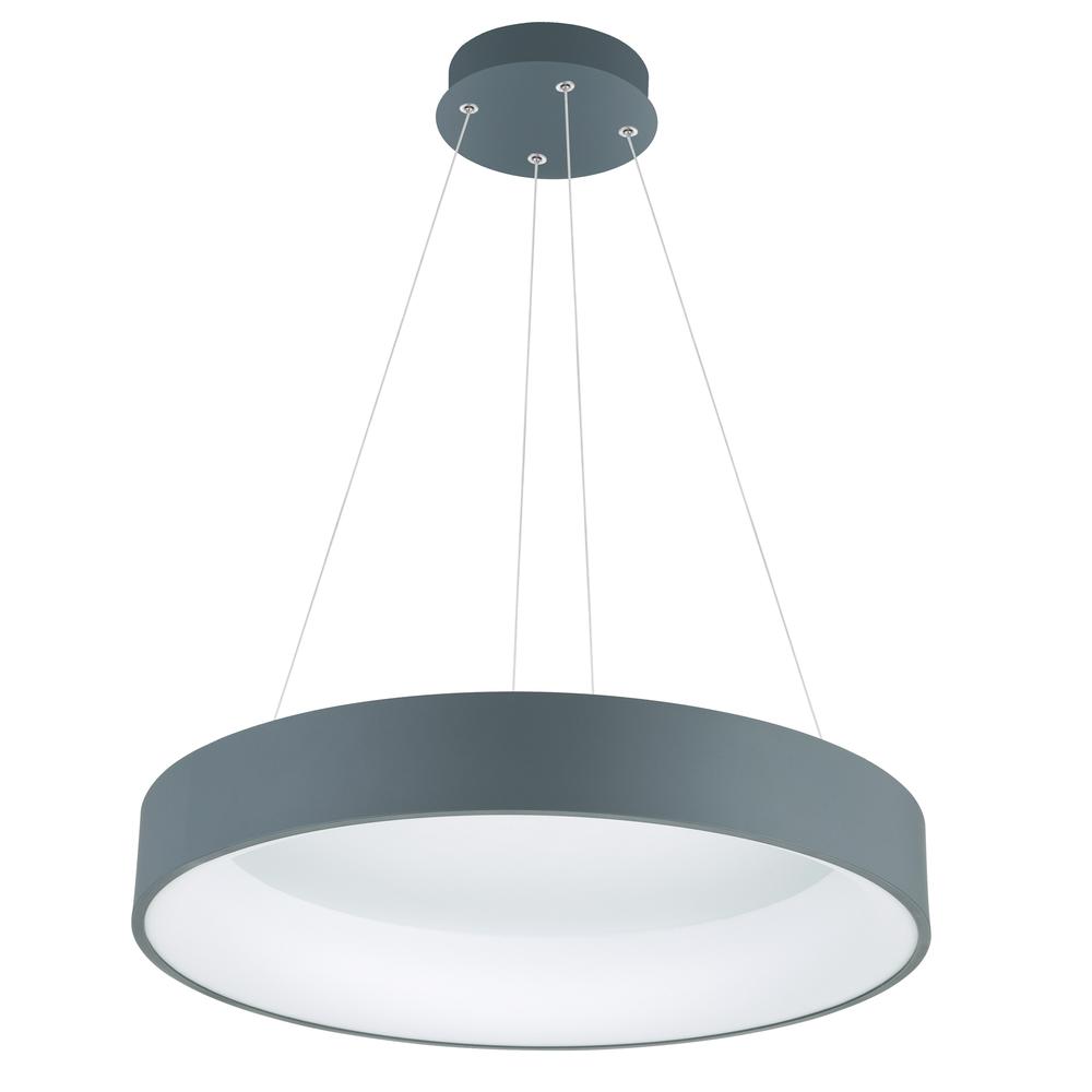 Arenal LED Drum Shade Pendant With Gray & White Finish. Picture 5