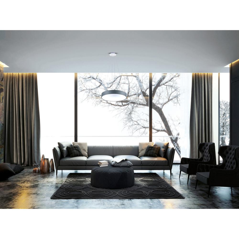 Arenal LED Drum Shade Pendant With Gray & White Finish. Picture 6