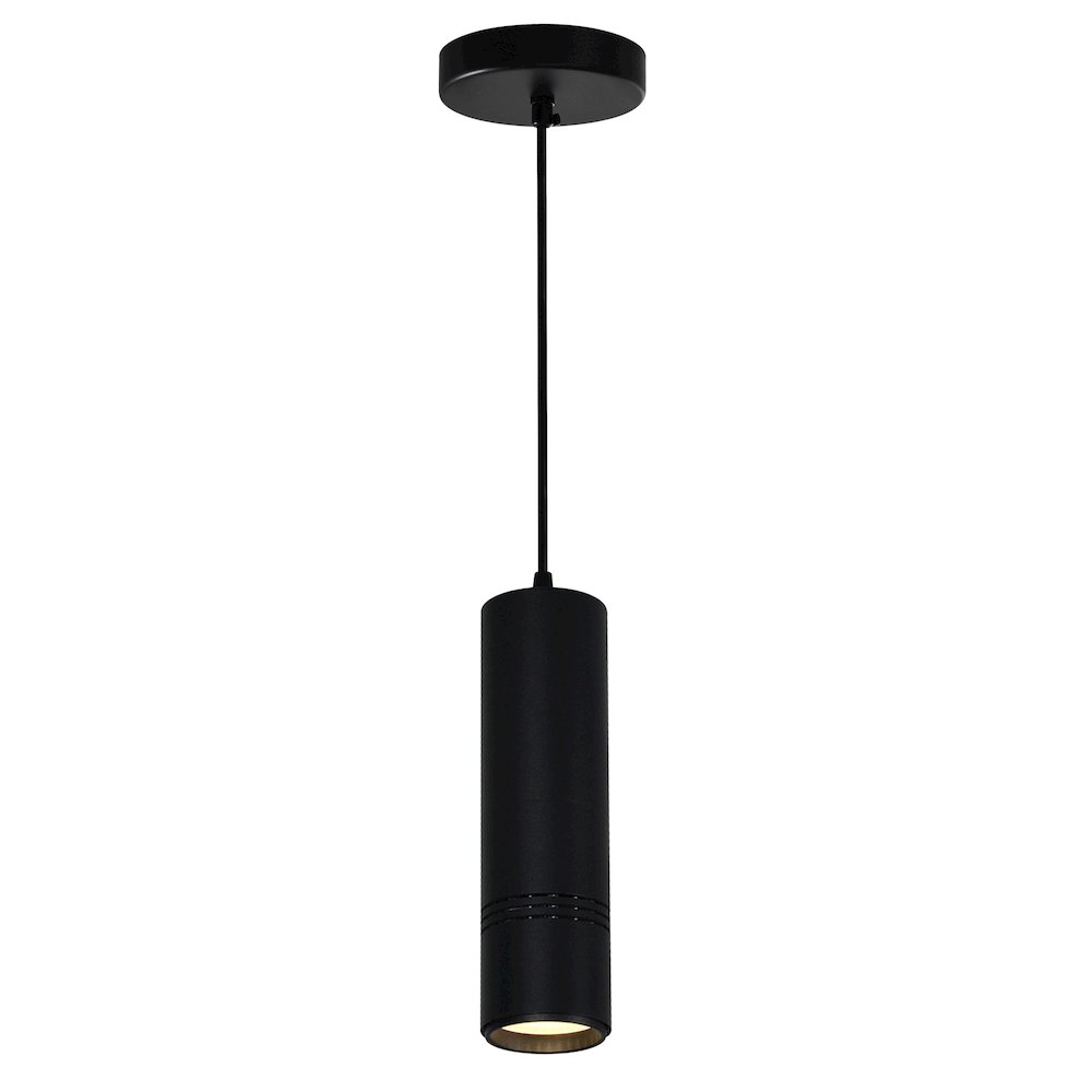 Stowe LED Down Mini Pendant With Black & Wood Finish. Picture 1