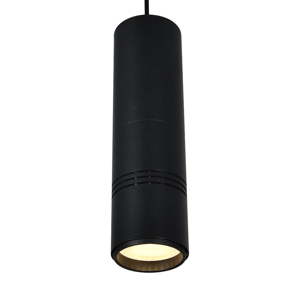 Stowe LED Down Mini Pendant With Black & Wood Finish. Picture 2