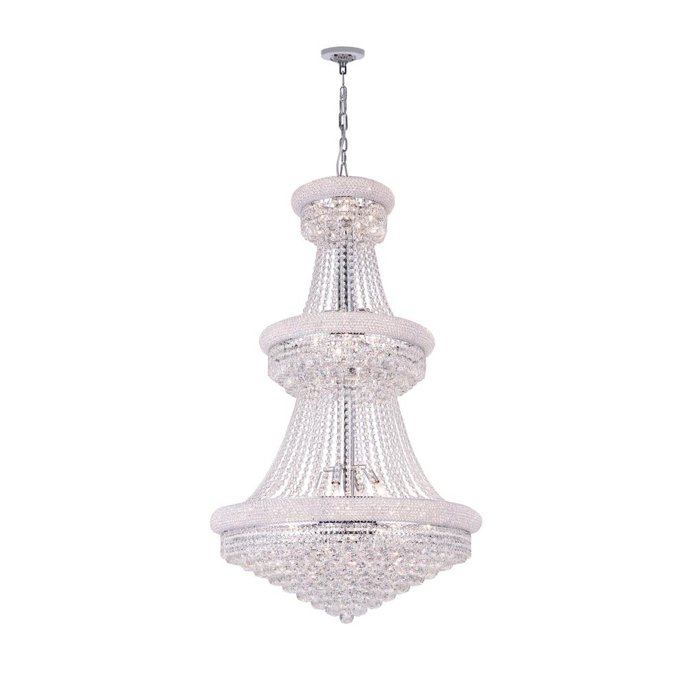 Empire 32 Light Down Chandelier With Chrome Finish. Picture 1
