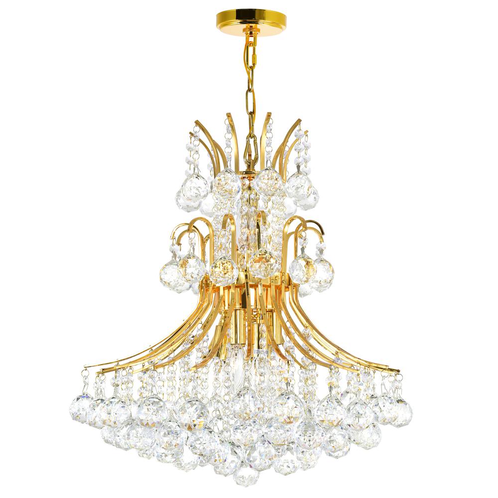 Princess 10 Light Down Chandelier With Gold Finish. Picture 1