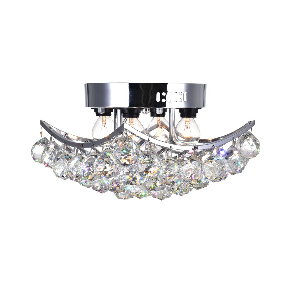 Queen 4 Light Flush Mount With Chrome Finish. Picture 1